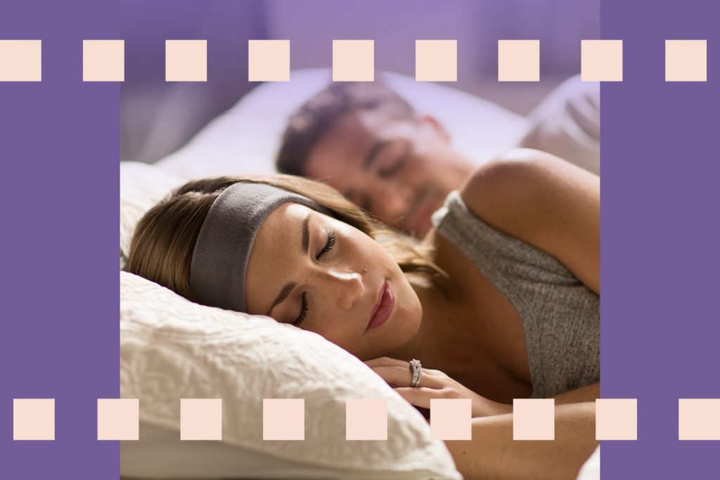 Female the usage of headphones in bed Sleep Phones