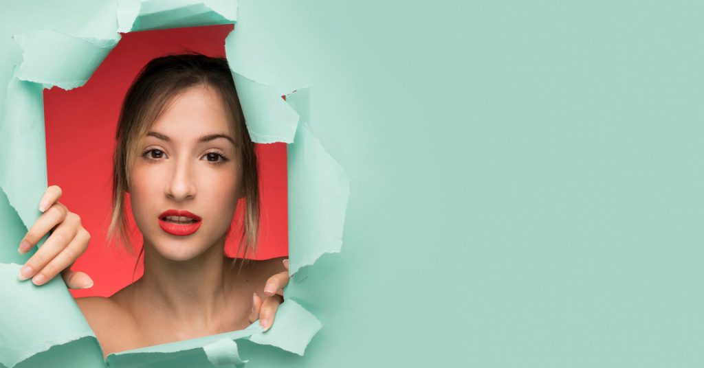 pretty woman portrait with copy space