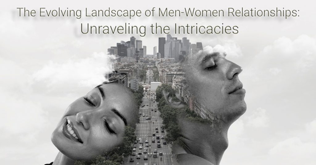 Illustration of a diverse couple holding hands, symbolizing evolving men-women relationships