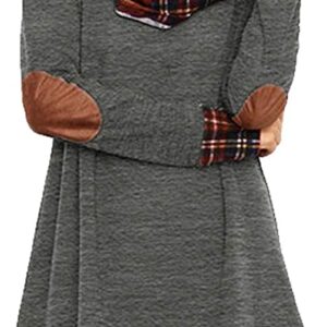 Alaster Queen Women's Cowl Neck Long Sleeve Plaid Elbow Patch
