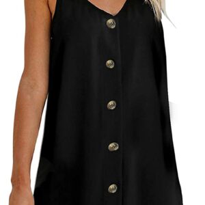 AlvaQ Women Summer Spaghetti Strap V Neck Sleeveless Mini Dress