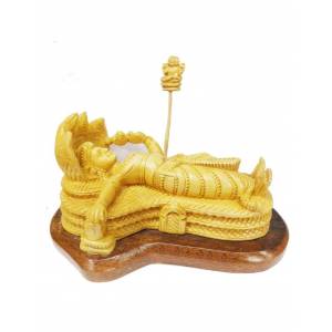 Hand Carved White Wood ''Ananthasayanam'' Sculpture -8-in
