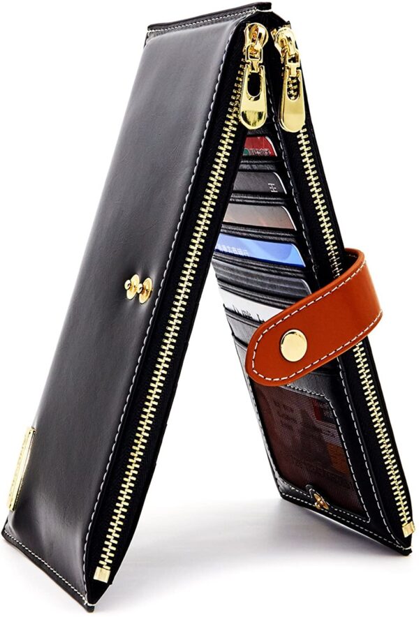 ANDOILT Wallet RFID Blocking Credit Card Holder Zipper Purse