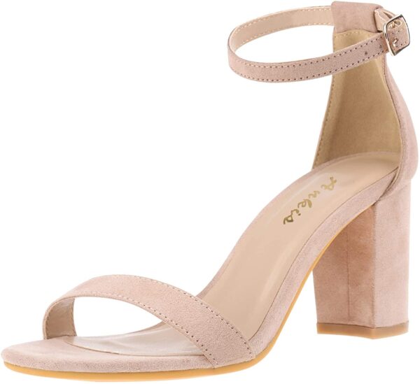 Ankis Nude Silver Heels for Women Open Toe Ankle Strap