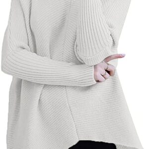 ANRABESSTurtleneck Long Batwing Sleeve Asymmetric Hem Sweater