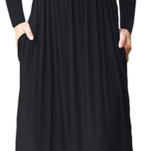 AUSELILY Women Long Sleeve Loose Plain Maxi Dresses