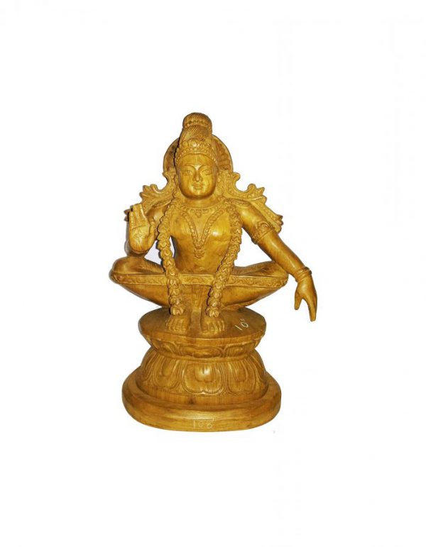 Teak Wood Carved Lord Ayyappa Statue