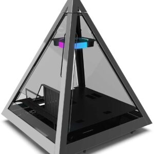 Azza CSAZ-804V Pyramid Innovative PC Case W/RGB Fan, Black