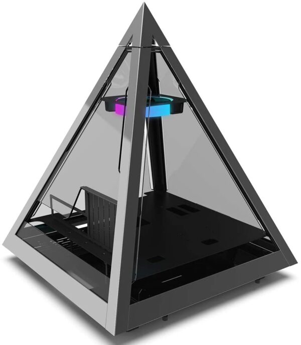 Azza CSAZ-804V Pyramid Innovative PC Case W/RGB Fan, Black