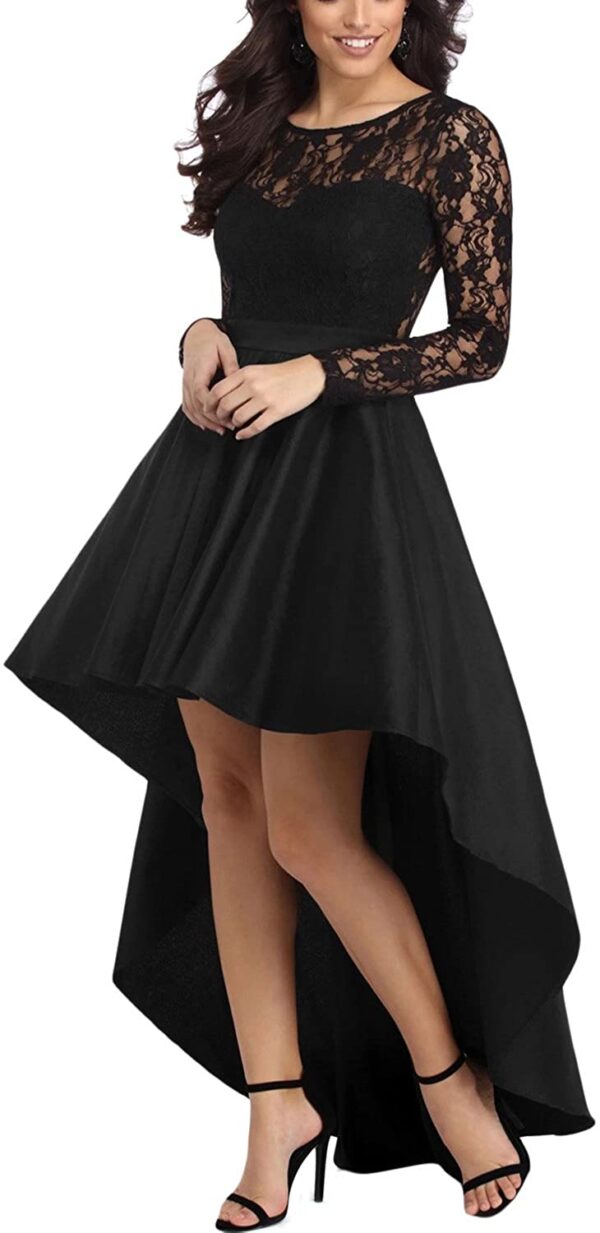 Bdcoco Floral Lace Hi Low Cocktail Party Dress Swing Prom