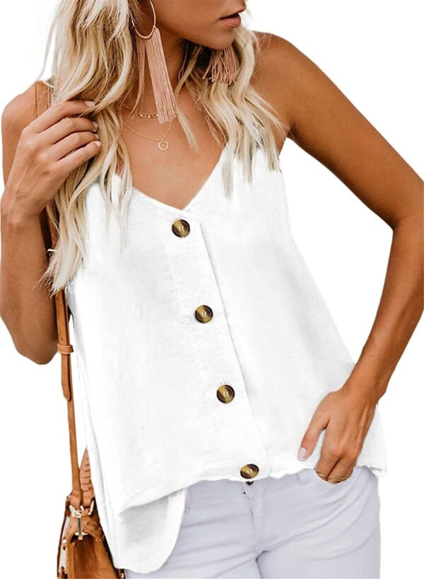 BLENCOT Women's Button Down V Neck Strappy Tank Tops Loose Casual