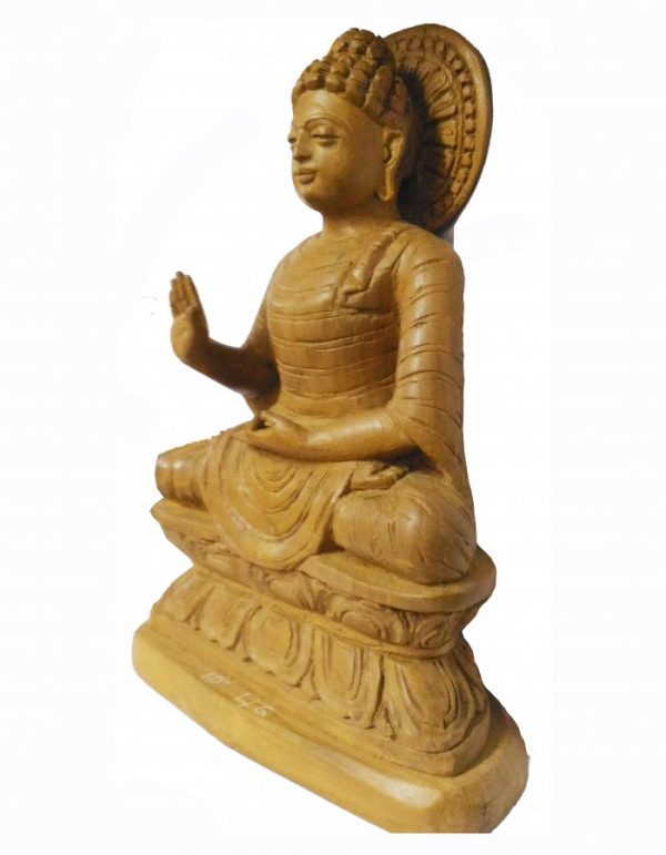 Teak Wood Carved Buddha Statue - 10-inch - Image 2