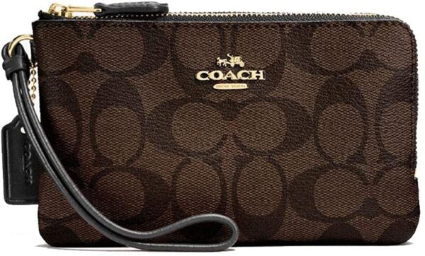 COACH Signature PVC Double Corner Zip