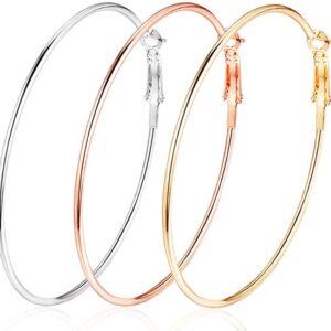 Cocadant 3 Pairs Big Hoop Earrings,Stainless Steel Hoop Earrings