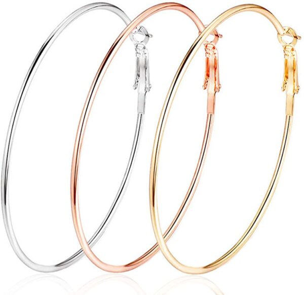 Cocadant 3 Pairs Big Hoop Earrings,Stainless Steel Hoop Earrings