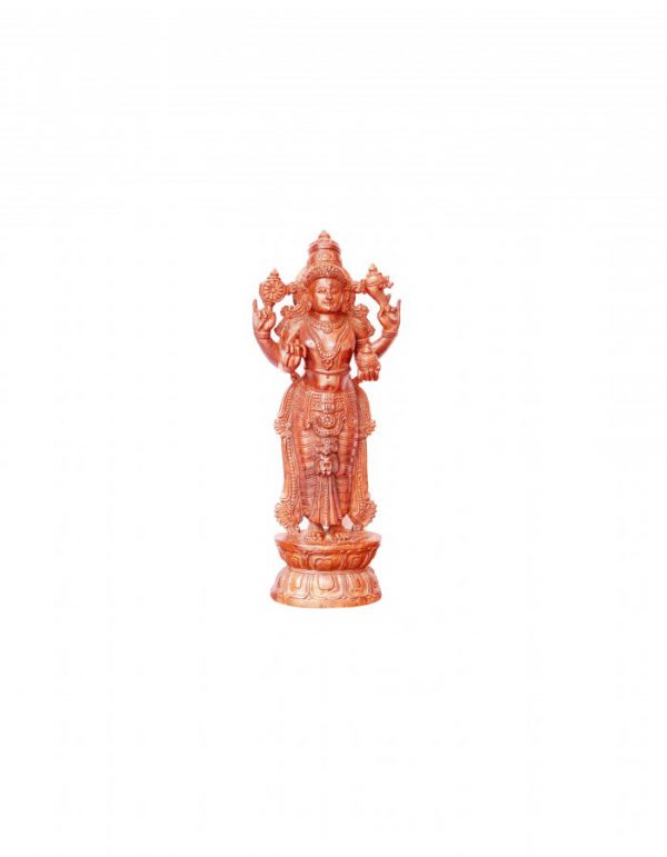 Hand Carved Rose Wood ''Lord Dhanwanthari'' Statue 20-in