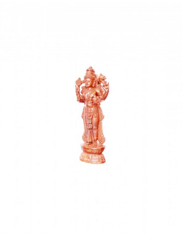 Hand Carved Rose Wood ''Lord Dhanwanthari'' Statue 20-in - Image 2