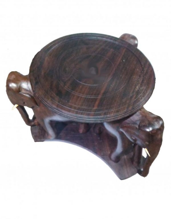 Rose Wood Sculpture ''Three Elephants Supporting Table'' 4-in - Image 2