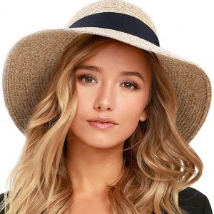 FURTALK Womens Beach Sun Straw Hat Foldable Brim Summer UV Hat
