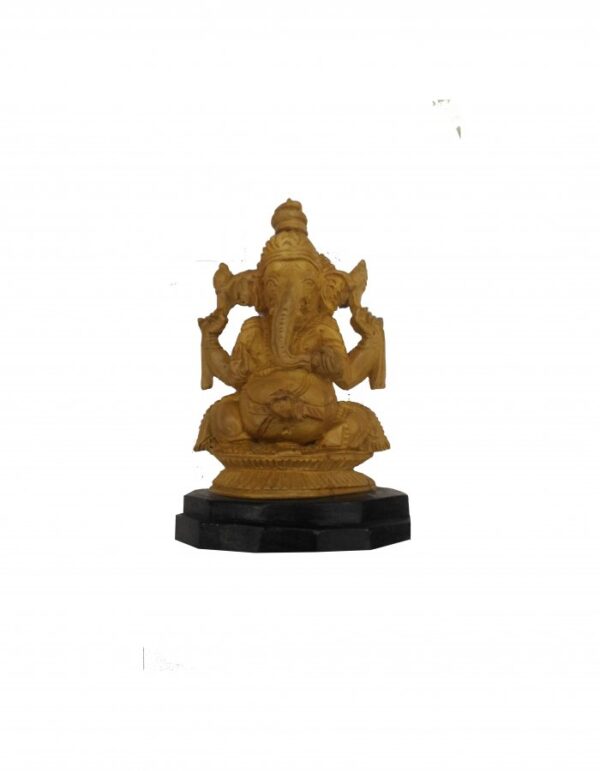 Hand Carved Sandal Wood ''Lord Ganesha'' Statue 4-in - Image 2