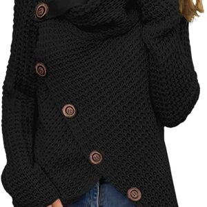 GRECERELLE Women's Solid Color Chunky Button Pullover Sweater