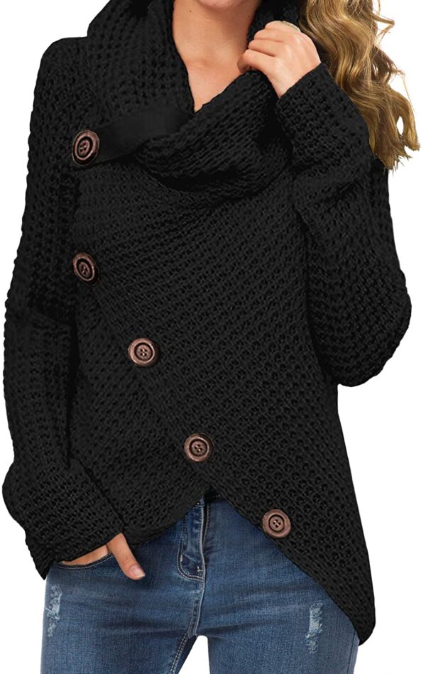 GRECERELLE Women's Solid Color Chunky Button Pullover Sweater