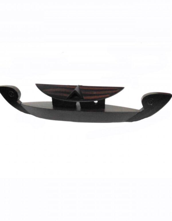 Hand Carved Rose Wood ''House Boat'' Statue 15-in - Image 2