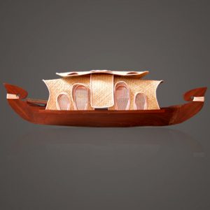 Decorative Hand Carved House Boats Sculpture - 10-inch