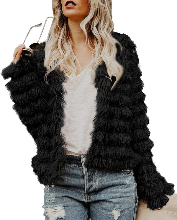 Inorin Womens Fall Open Front Cardigan Faux Fur Coat Vintage Parka