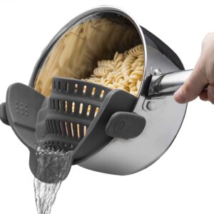 Kitchen Gizmo Snap N Strain Adjustable Silicone Clip - Gray