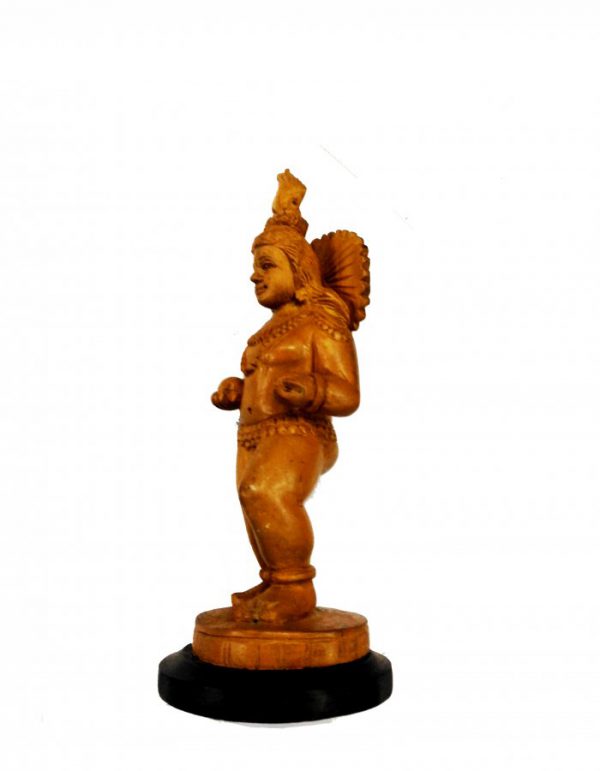 Hand Carved Sandal Wood ''Lord Guruvayoorappa'' Statue 5-in - Image 2
