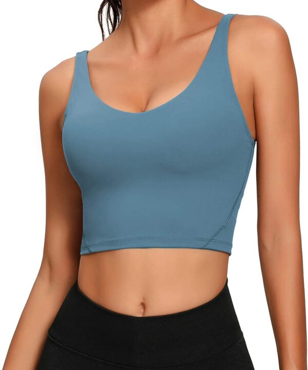Lemedy Women Sports Bra Longline Crop Tank Top Padded