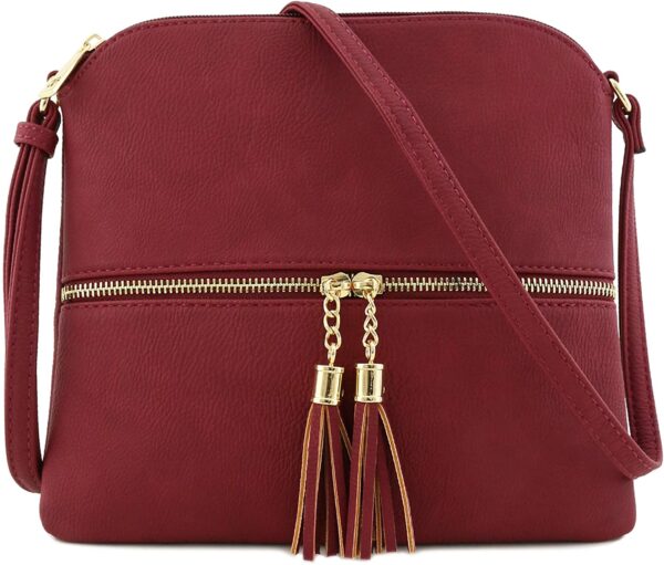 Lightweight Medium Crossbody Bag with Tassel