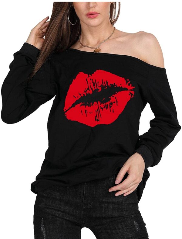MAGICMK Woman’s Sweatershirt Lips Print Causal Blouse