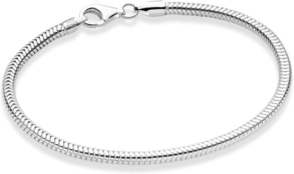 Miabella Solid 925 Sterling Silver Italian Snake Chain Bracelet