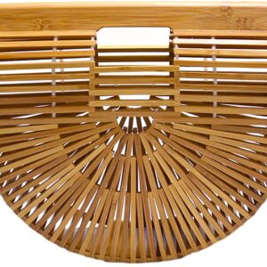 Miuco Womens Bamboo Handbag Handmade Large Tote Bag