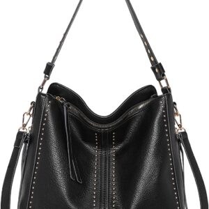 Montana West Large Leather Hobo Handbag  Carry Studded Shoulder