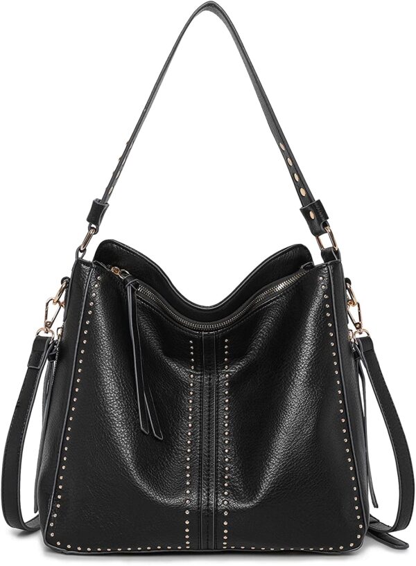 Montana West Large Leather Hobo Handbag  Carry Studded Shoulder