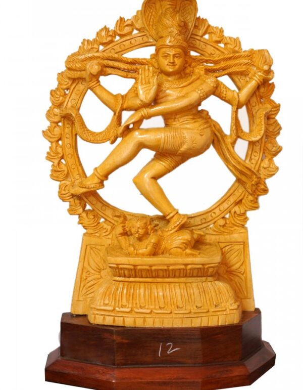 Beautiful Wooden Sculpture ''Lord Nataraja'' Statue 10-in - Image 2