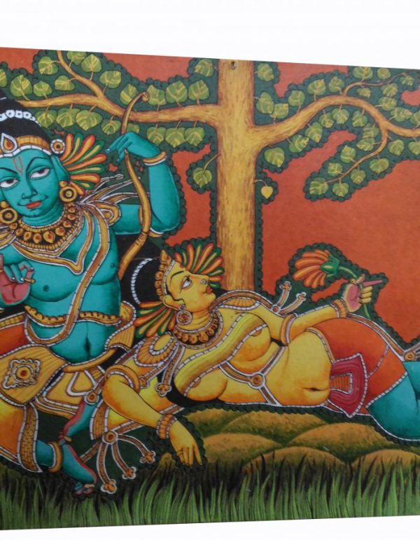 Mural Painting - Krishna In Vrindavan - 22-in X 17-in - Image 2