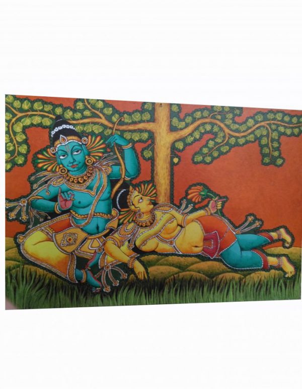 Mural Painting - Krishna In Vrindavan - 22-in X 17-in