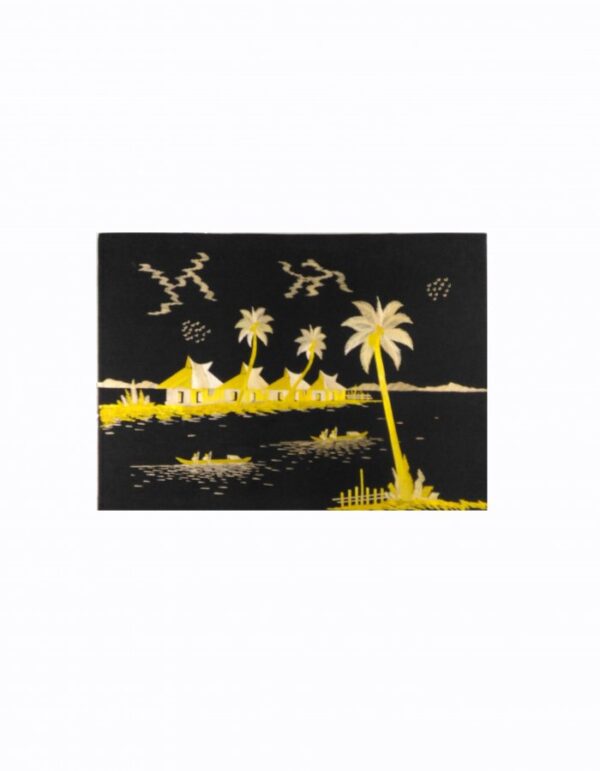 Wall Art Scenery Made Of Straws ''River Bay Four Homes'' 14-in X 10-in