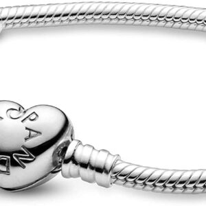 PANDORA Jewelry Moments Heart Clasp Snake Sterling Silver Bracelet