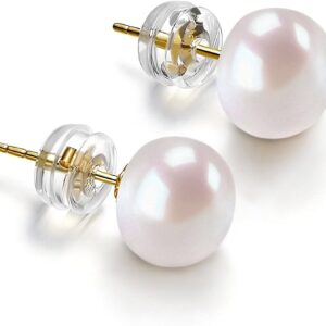 PAVOI 14K Gold AAA+ White Freshwater Cultured Pearl Earrings Studs