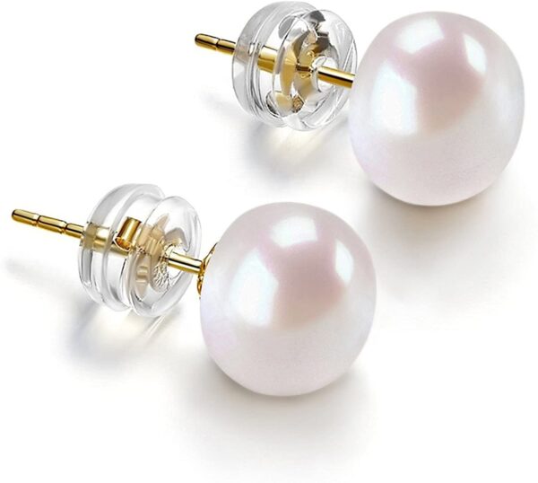 PAVOI 14K Gold AAA+ White Freshwater Cultured Pearl Earrings Studs