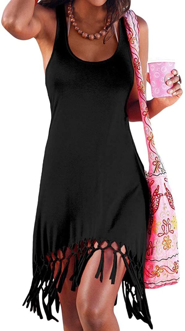 pinziko Beach Dress Bikini Cover Up Casual Vacation Short Dresses