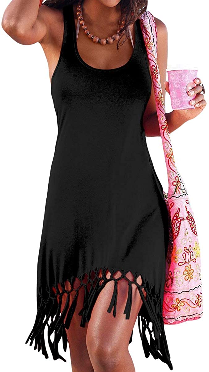 pinziko Beach Dress Bikini Cover Up Casual Vacation Short Dresses