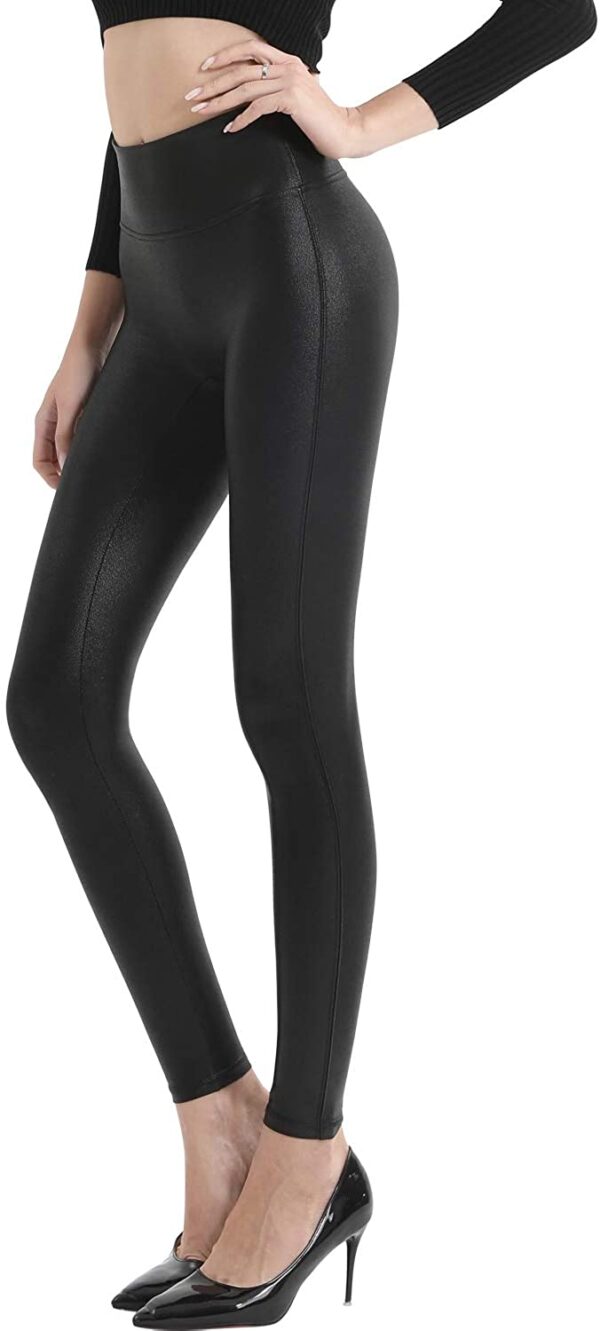 Retro Gong Faux Leather Leggings High Waisted Pleather Pants