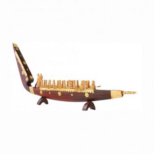 Decorative Hand Carved Wooden Snake Boats Sculpture - 22-inch