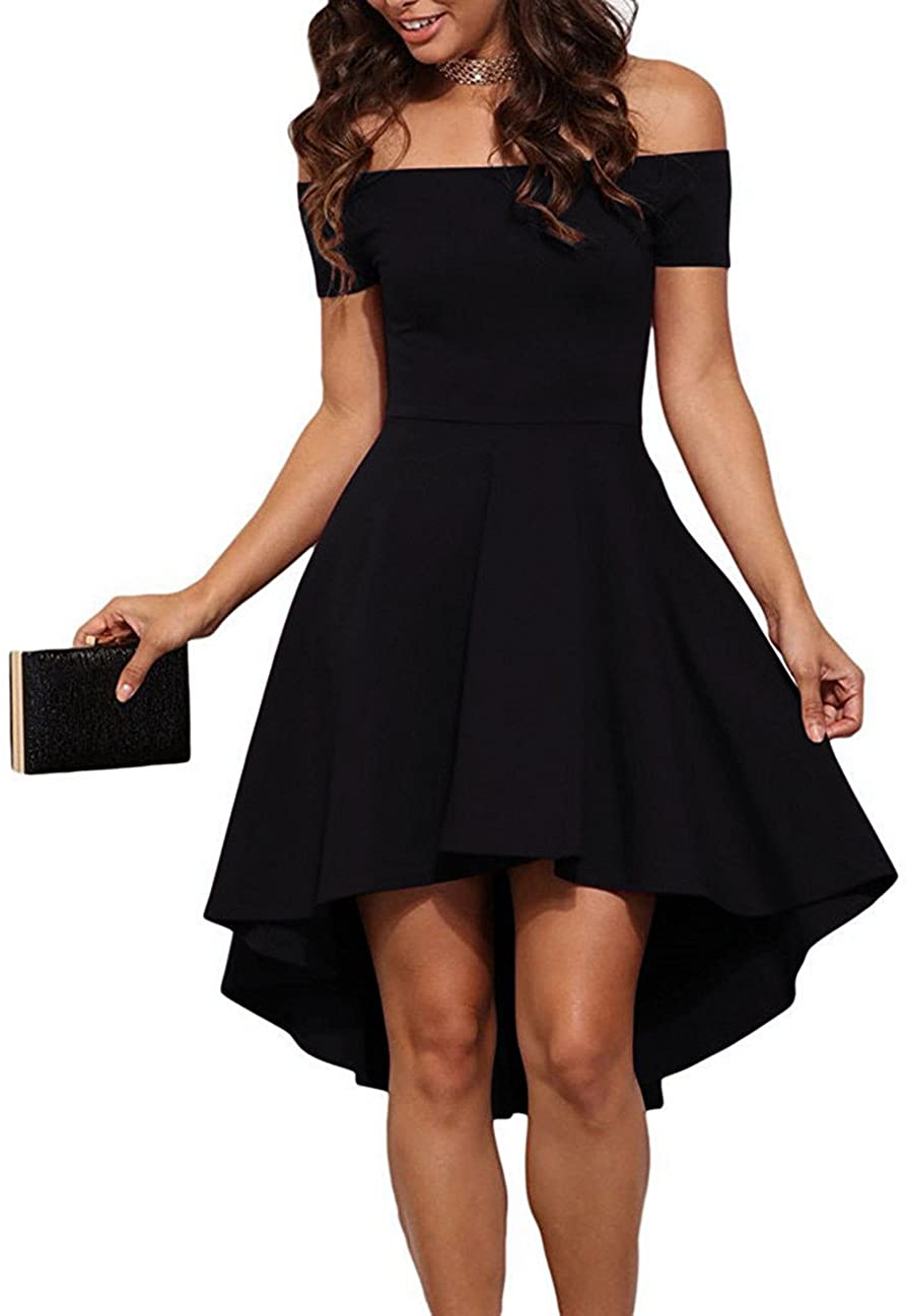 Sarin Mathews Womens Off The Shoulder Short Sleeve Skater Dress